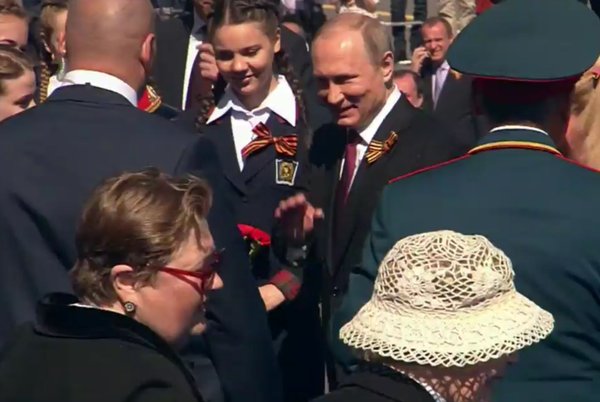 Putin and Nazarbayev at parade in Moscow