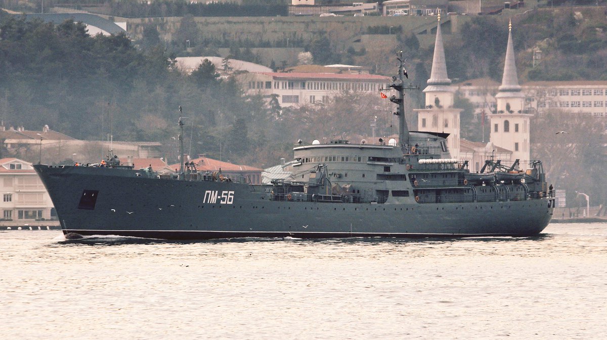 ROTATION: Built in Szczecin, Project 304M, Amur II class repair ship PM56 returns from 150 days Mediterranean deployment and transits Black Sea-bound Bosphorus en route to Sevastopol   