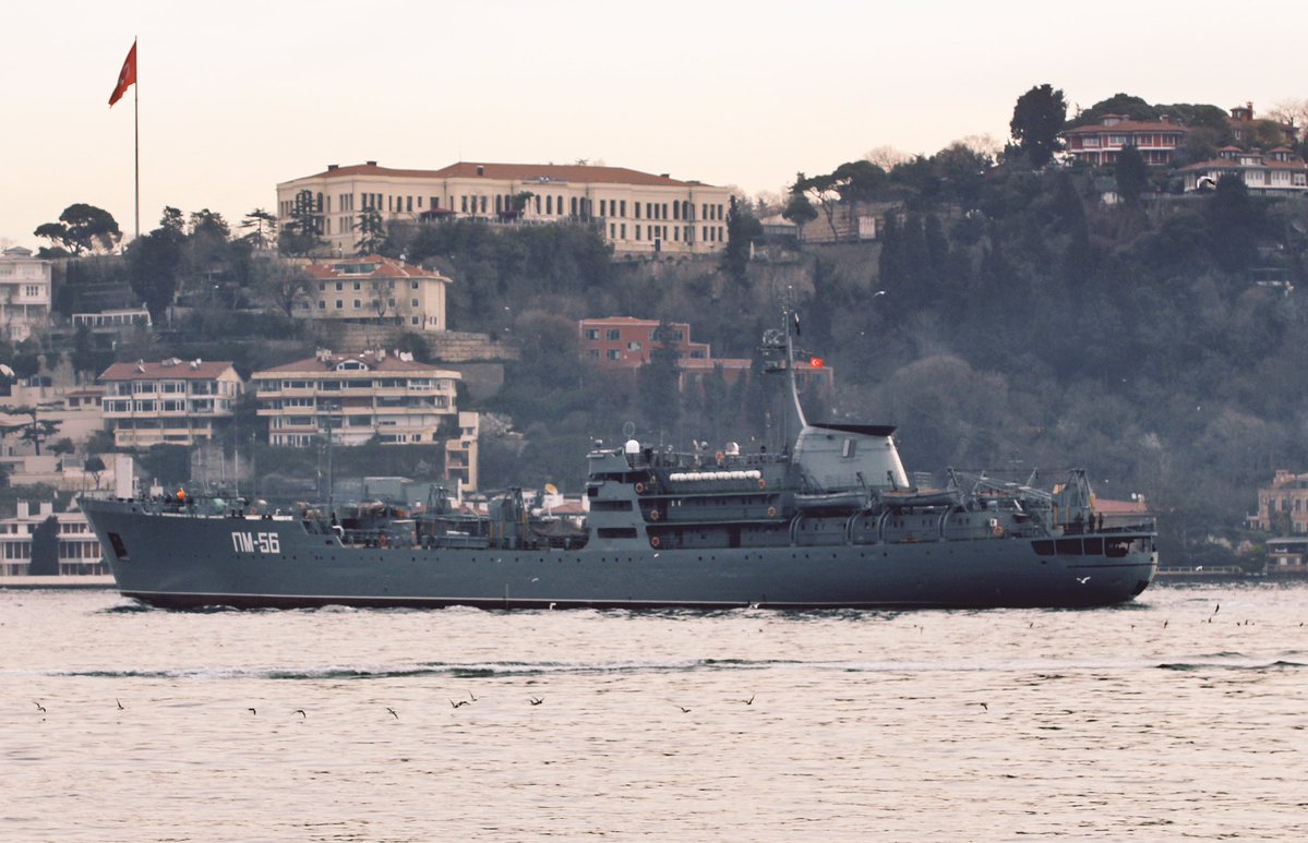 ROTATION: Built in Szczecin, Project 304M, Amur II class repair ship PM56 returns from 150 days Mediterranean deployment and transits Black Sea-bound Bosphorus en route to Sevastopol   