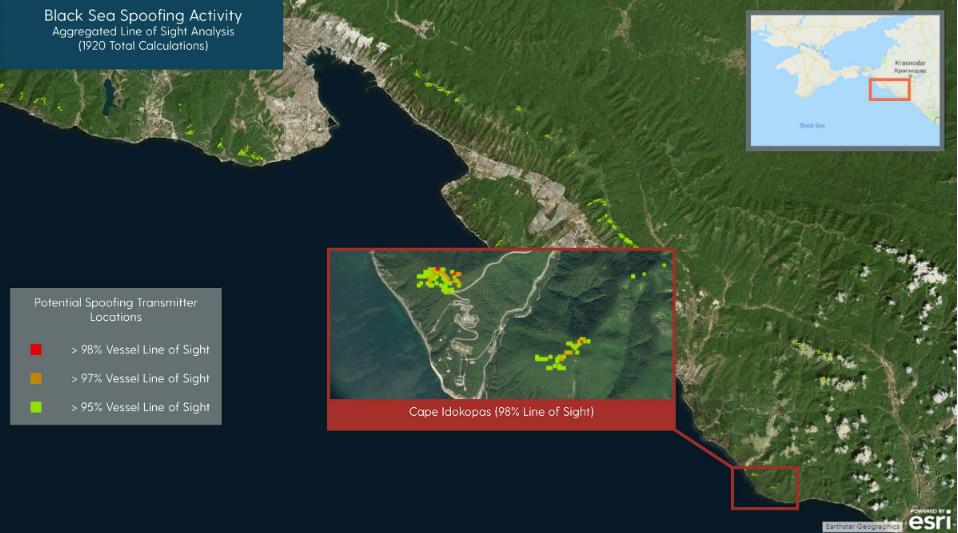 Study on Russian GPS spoofing: Russia also deployed GPS spoofers around a palace supposedly build for President Putin. The equipment spoofs the coordinates of a nearby airport, which forces GPS-based drones to land or leave the area.   