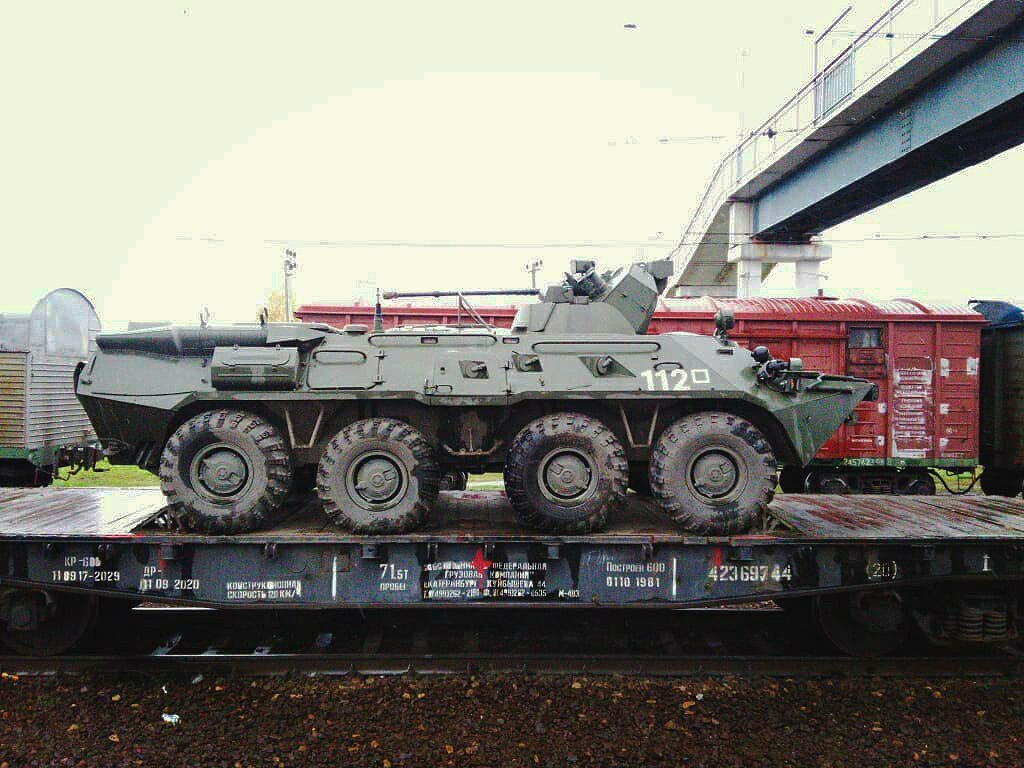 Military echelon at Selyatino station in Moscow region