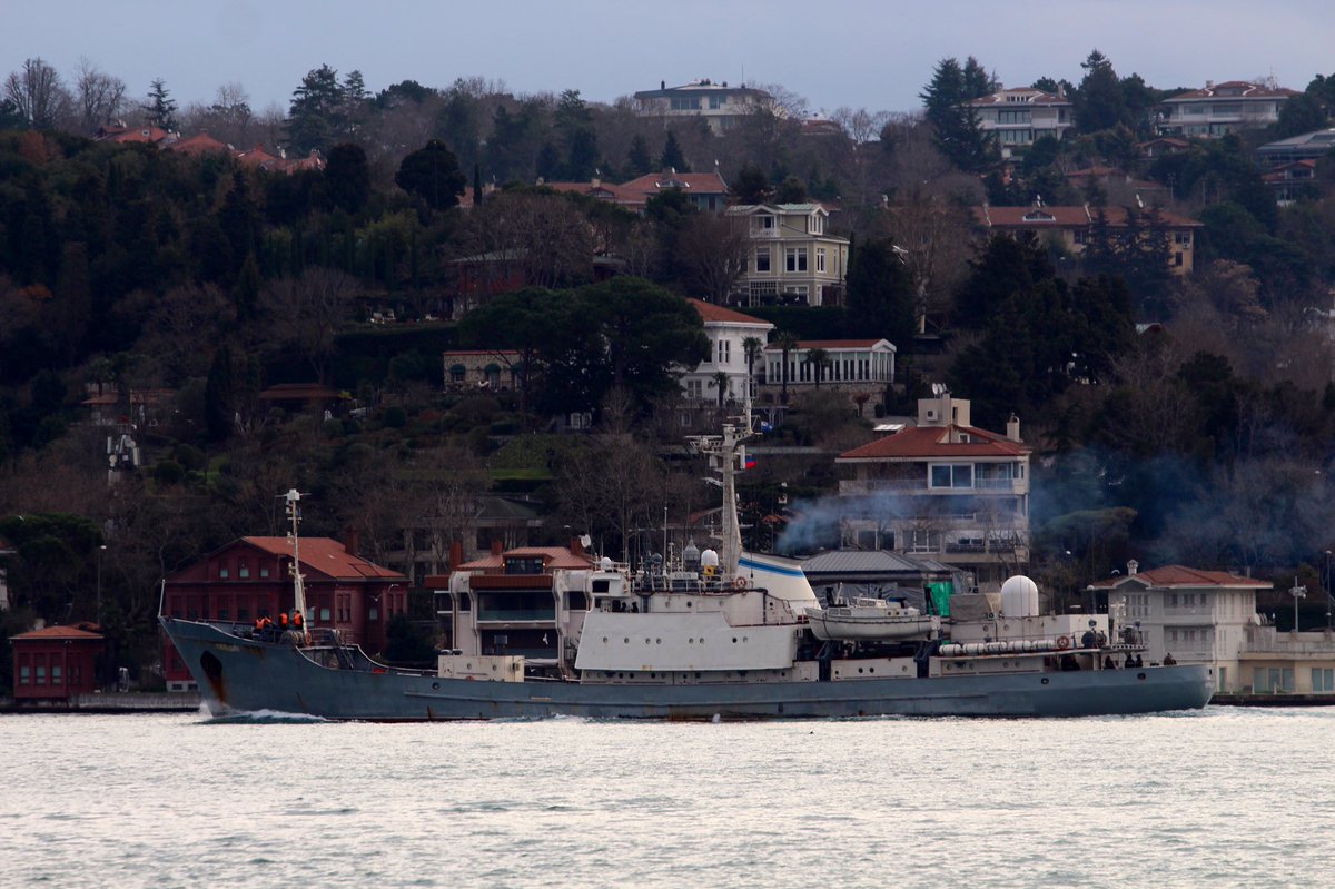 Returns from Mediterranean deployment after 221 days: Russian Navy Project 861M Black Sea Fleet 519th Independent Intelligence Ship Division's Moma-class AGI intelligence ship Kildin transited Bosphorus towards the Black Sea