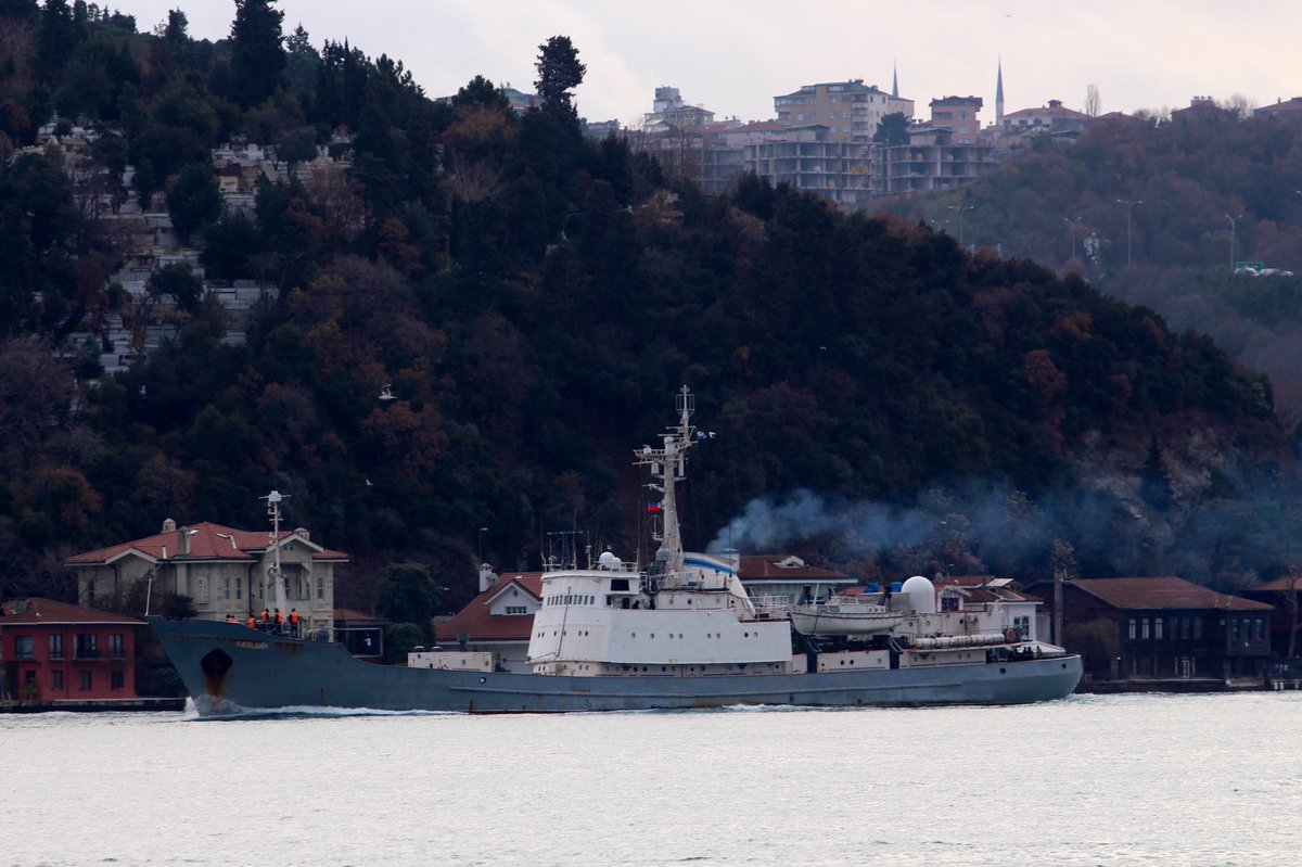 Returns from Mediterranean deployment after 221 days: Russian Navy Project 861M Black Sea Fleet 519th Independent Intelligence Ship Division's Moma-class AGI intelligence ship Kildin transited Bosphorus towards the Black Sea