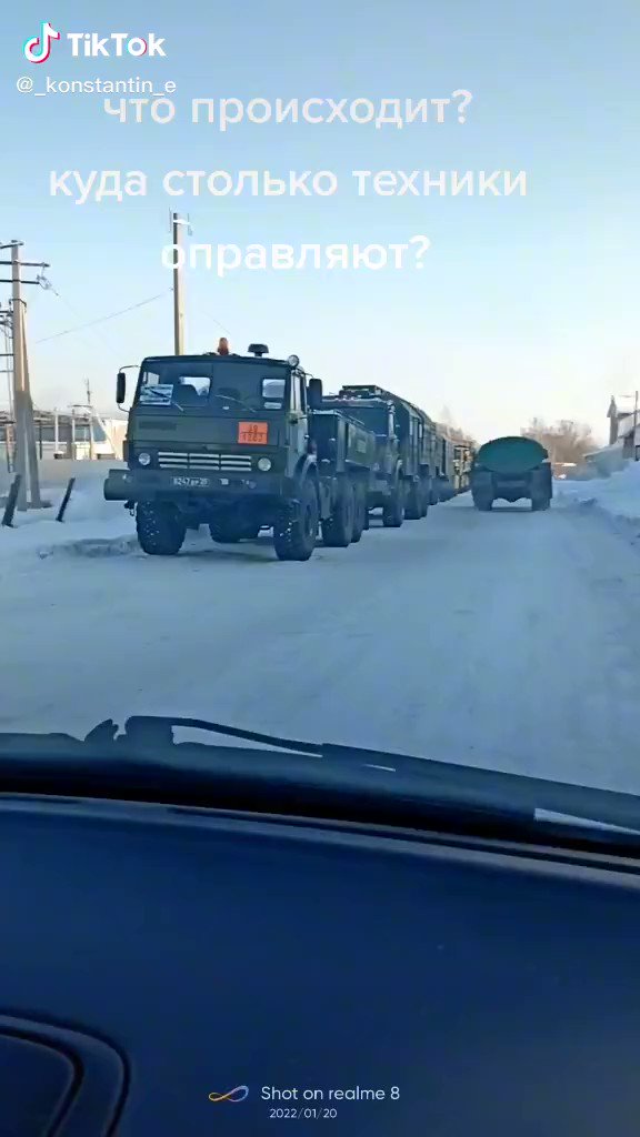 Military column with peacekeeping forces signs was filmed in Khabarovsk Krai