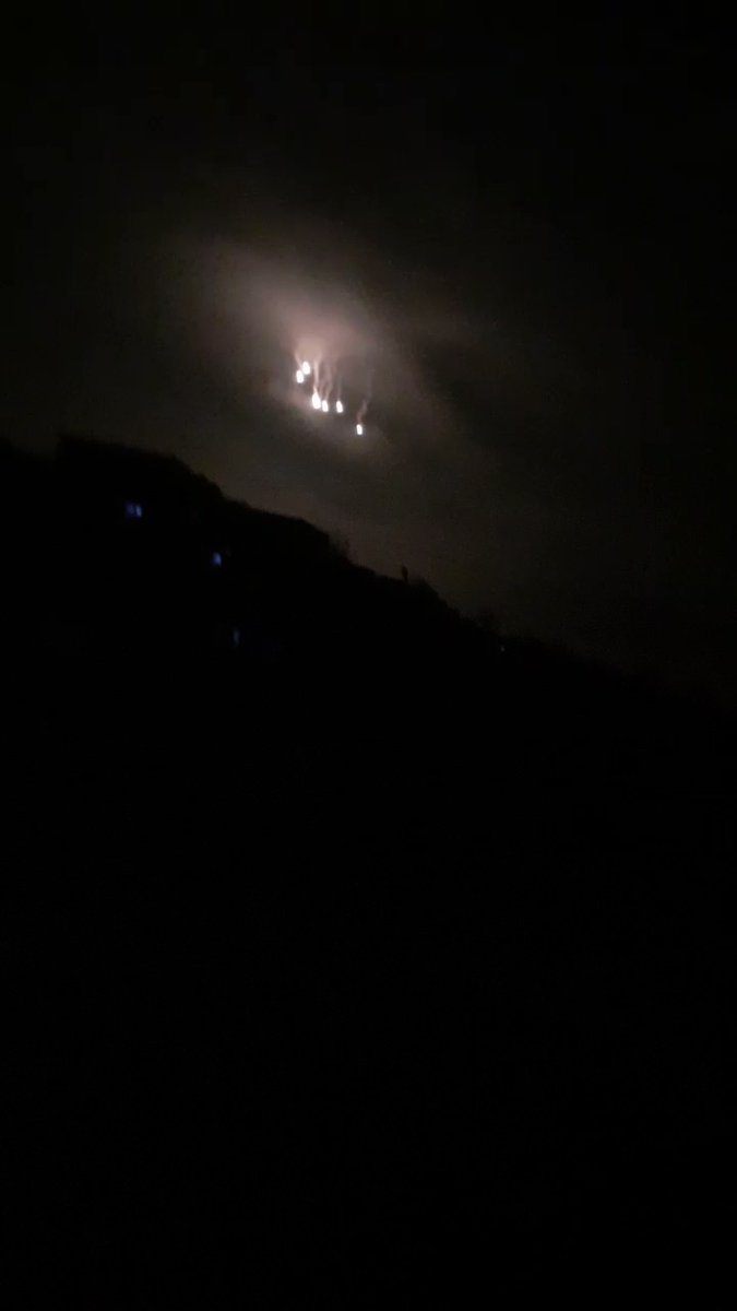 Now, the Russian warplanes are dropping two luminous thermal balloons in the sky of Jabal Al-Zawiya, south of Idlib