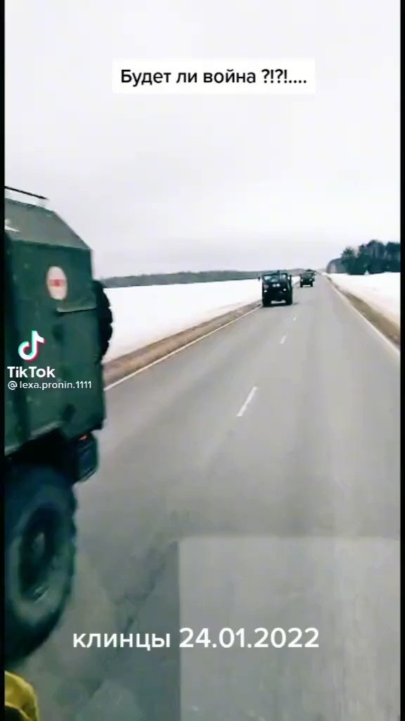 Military convoy near Klintsy to Belarus