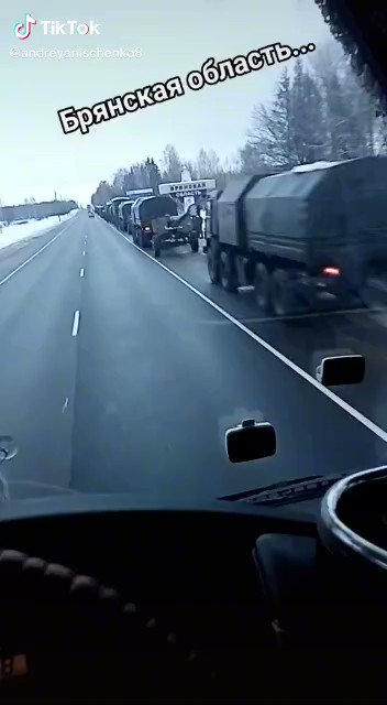 Military convoy filmed on the highway between Smolensk and Bryansk