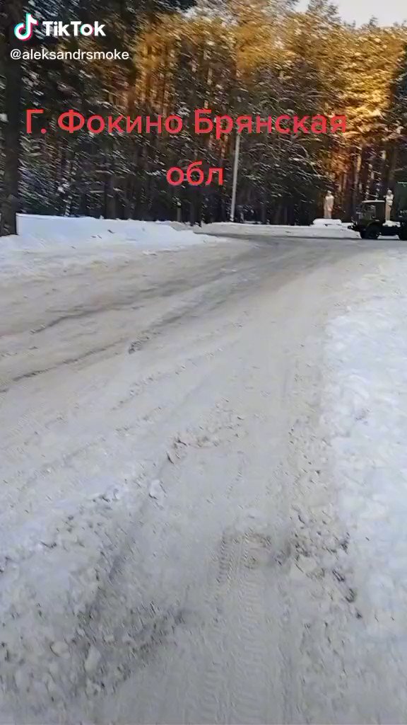 Military convoy filmed near Fokino village in Bryansk region