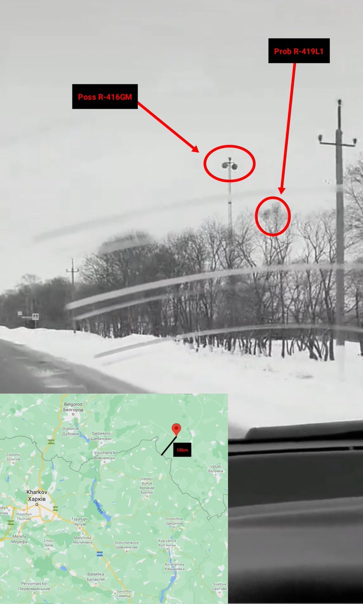 A signals unit deployed in Belgorod Oblast, less than 20km from the Ukr border. Poss 1 x R-416GM and prob 1 x R-419L1. These are digital radio-relay stations.  Weather matches today