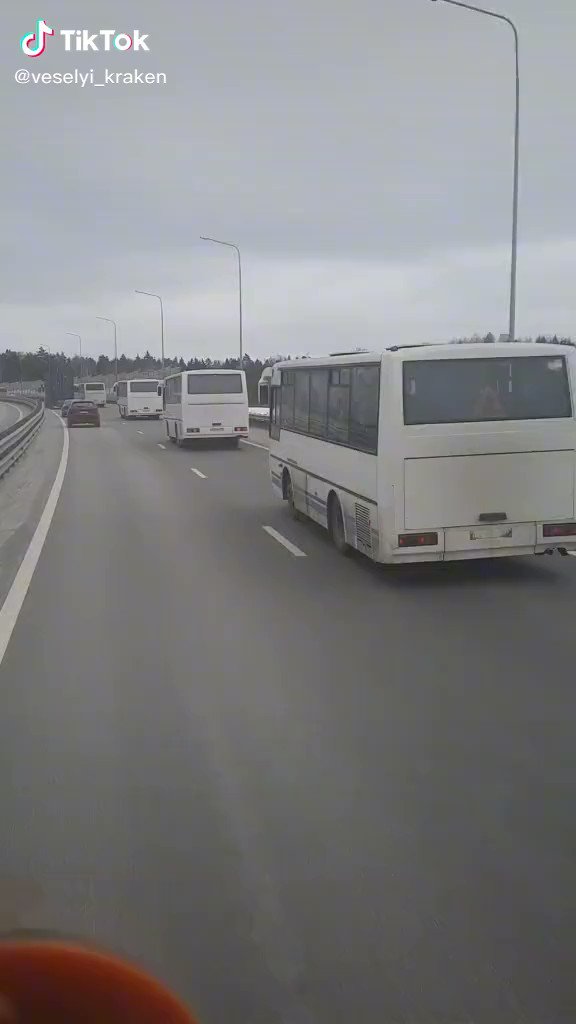 Big military convoy with personnel from Moscow region