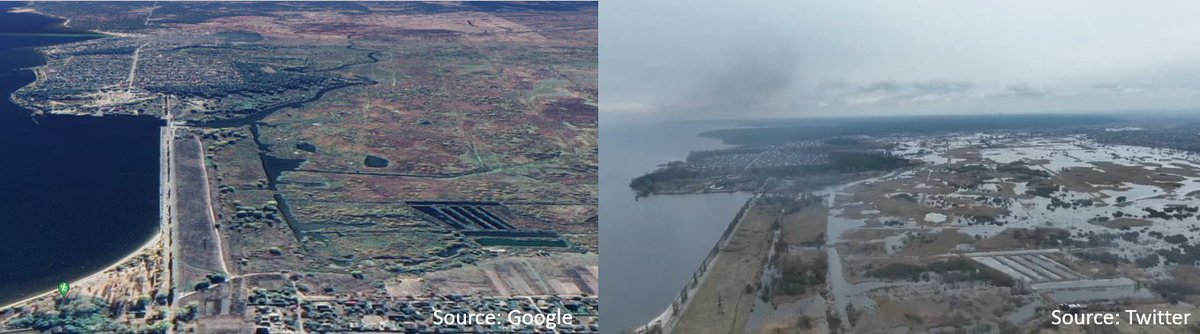 Latest @planet imagery shows the flooding of the land north of Kyiv stop the advance of Russian troops last week.  h/t @AnneMPellegrino