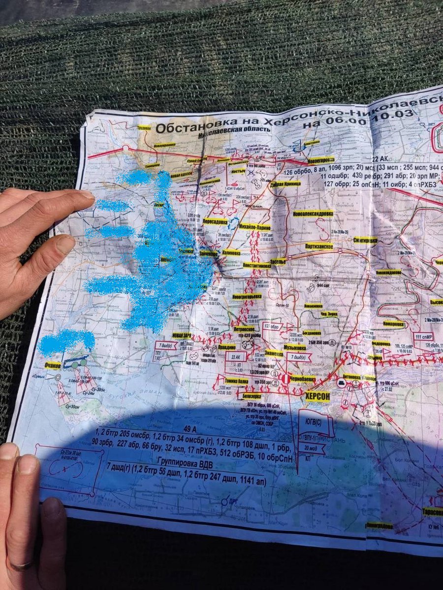 Russian situation map in Kherson region(as of 10th March) seized by Ukrainian military