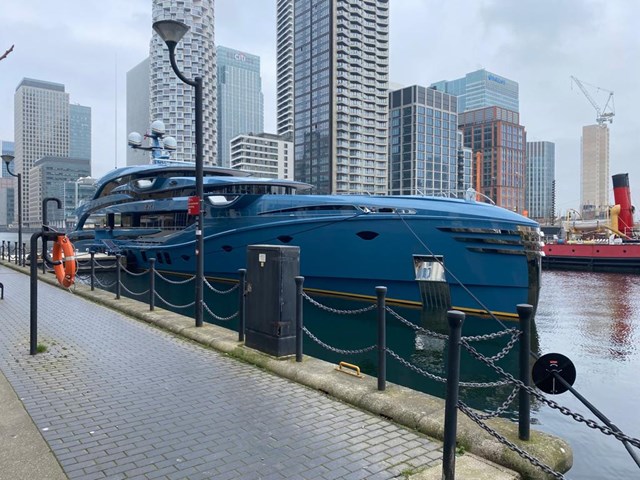 Officers from the U.K. NCA's combating kleptocracy cell have detained a £38m superyacht owned by an unnamed Russian businessman in Canary Wharf. The vessel, Phi, is registered to a St Kitts and Nevis company and carried Maltese flags to hide its origins, NCA said