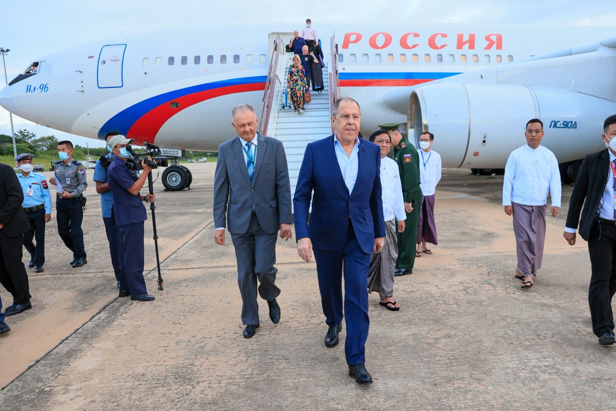 Russia's Foreign Minister Sergey Lavrov arrives in Naypyidaw (Myanmar) on a working visit