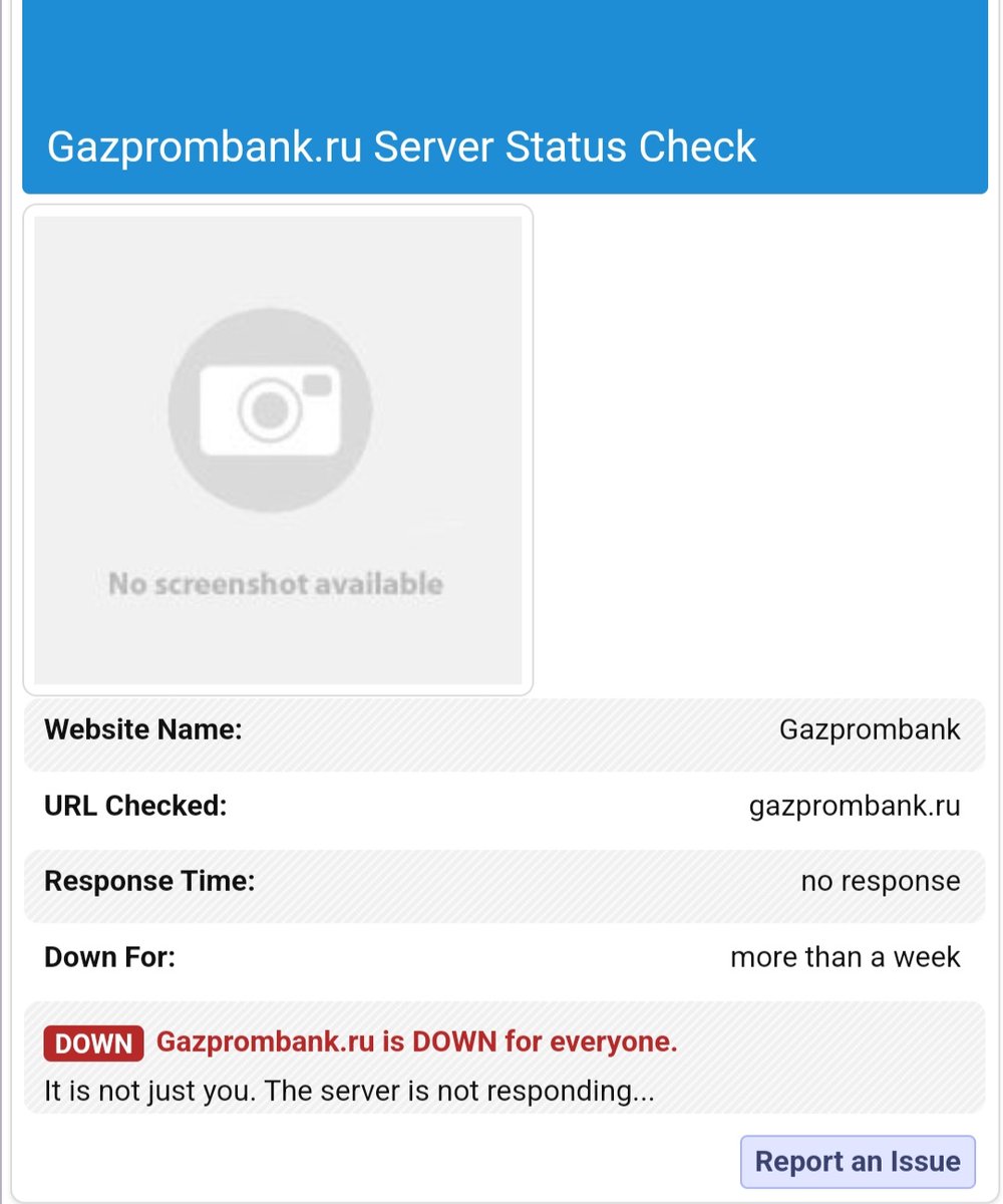 The website of third largest bank in the Russian Federation, GazpromBank  gazprombank[.]ru  has been taken down by the IT Army of Ukraine & the Anonymous collective