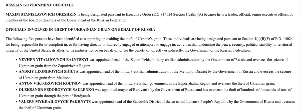 State Department taking additional actions to impose sanctions targeting Russia's senior officials, defense industrial base, and human rights abusers    