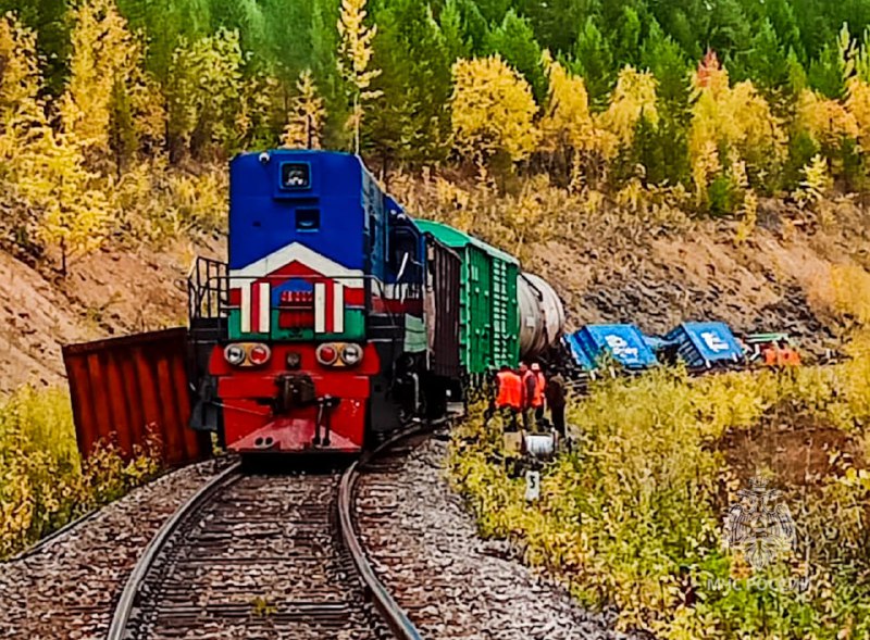 Trenul a deraiat lângă satul Neryungri din regiunea Yakutiya din Rusia