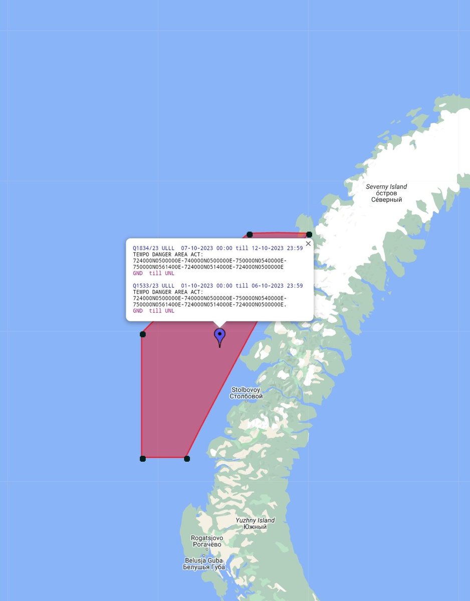 Small Novaya Zemlya update: A new NOTAM, extending the period until the 12th has been issued. This indicates that despite Putin's statements, Burevestnik related activities will likely continue. The NAVWARN is active to the 31st