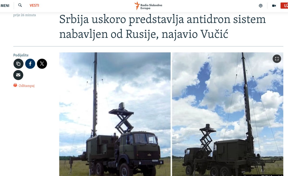 Vučičs paziņo, ka Serbija drīzumā demonstrēs no Krievijas iegādātu elektroniskās karadarbības pretdronu sistēmu