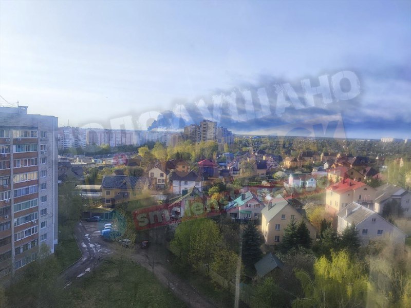 Talaşkino yaxınlığındakı neft anbarında yanğın Kisilivkadan görünür