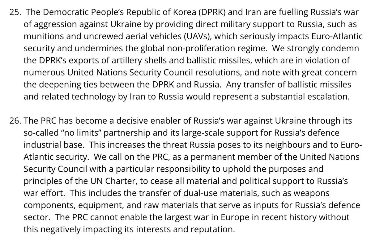 NATO Declaration: “any transfer of ballistic missiles and related technology by Iran to Russia would represent a substantial escalation”