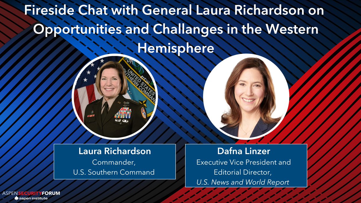 Gen Laura Richardson, top U.S. General in Latin America, head of U.S. SOUTHCOM, when asked @AspenSecurity about Russian flotilla arriving in Cuba. “The Russian hardware continues coming into the region. Came into the port of Havana 90 miles from Florida. They do it every year. What’s our counterpunch from Team USA We could do better. What hardware are we bringing into the region to counterpunch”