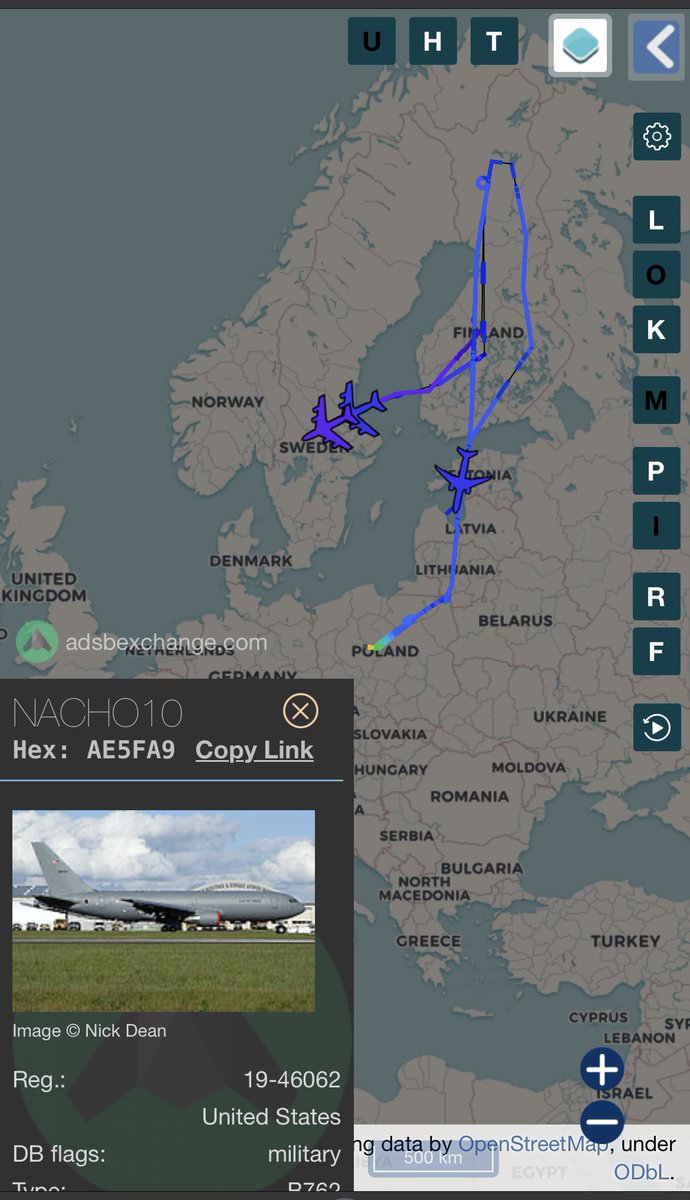 Three USAF tankers returning from mission over Finland. Rumored to refuel B-52s from Barksdale. Report from Russian MOD that it detected two B-52 bombers over the Barents Sea