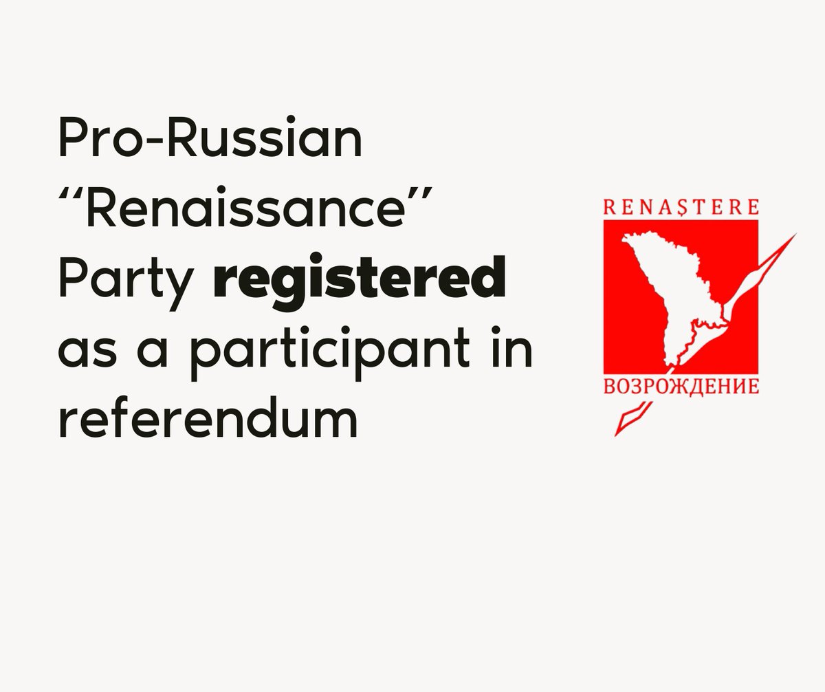 El partido prorruso Renacimiento, afiliado al oligarca prófugo Ilan Shor, se registró como participante en el referéndum. El partido promoverá la opción de voto NO en el referéndum sobre la integración europea de Moldavia