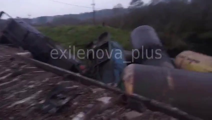 A freight train with 15 fuel tank cars derailed in the Luga district of St. Petersburg