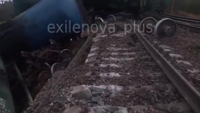 A freight train with 15 fuel tank cars derailed in the Luga district of St. Petersburg