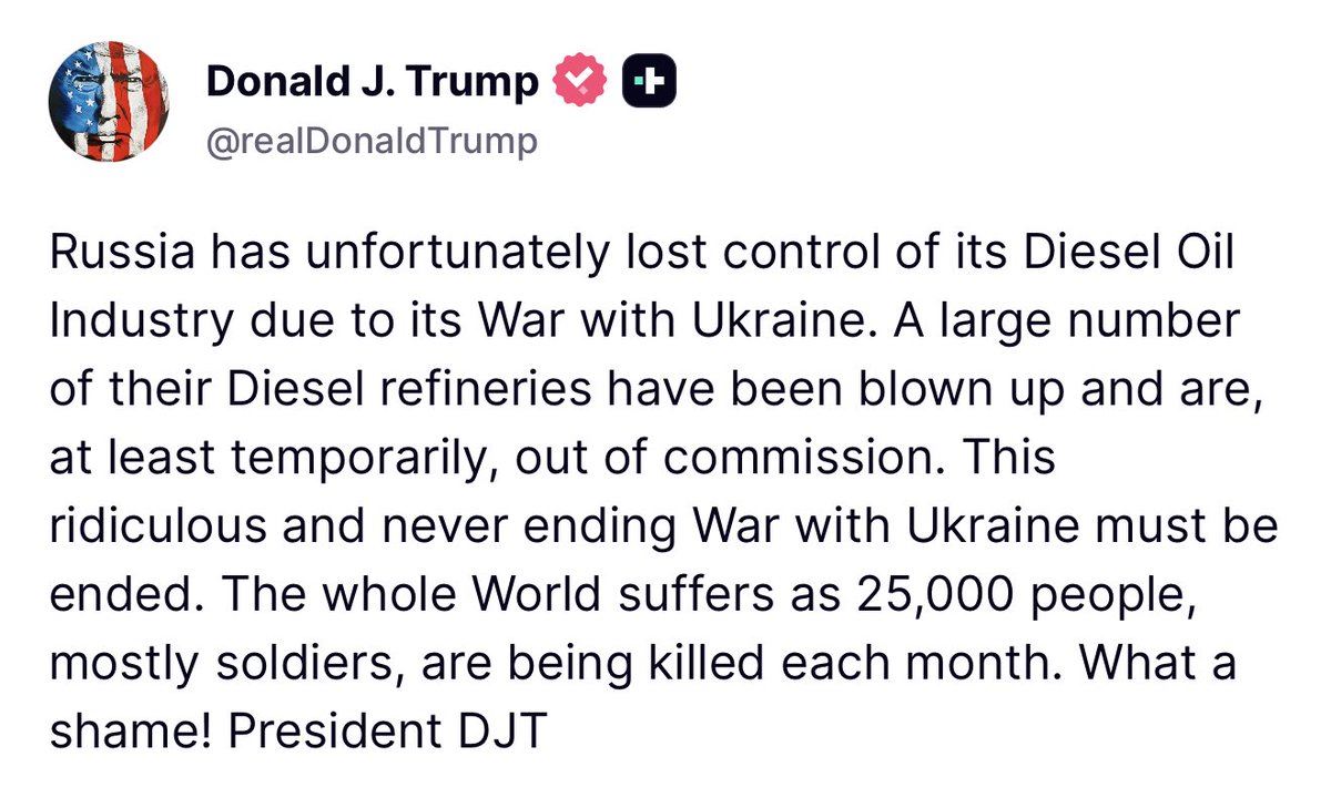 В ответ на заявление Трампа президент Зеленский заявил: Украина стремится к прекращению войны с Россией посредством дипломатии, деэскалации и гарантий безопасности, предупреждая, что продолжение войны приведет к еще большим разрушениям и что современные технологии все чаще подвергают агрессора последствиям.