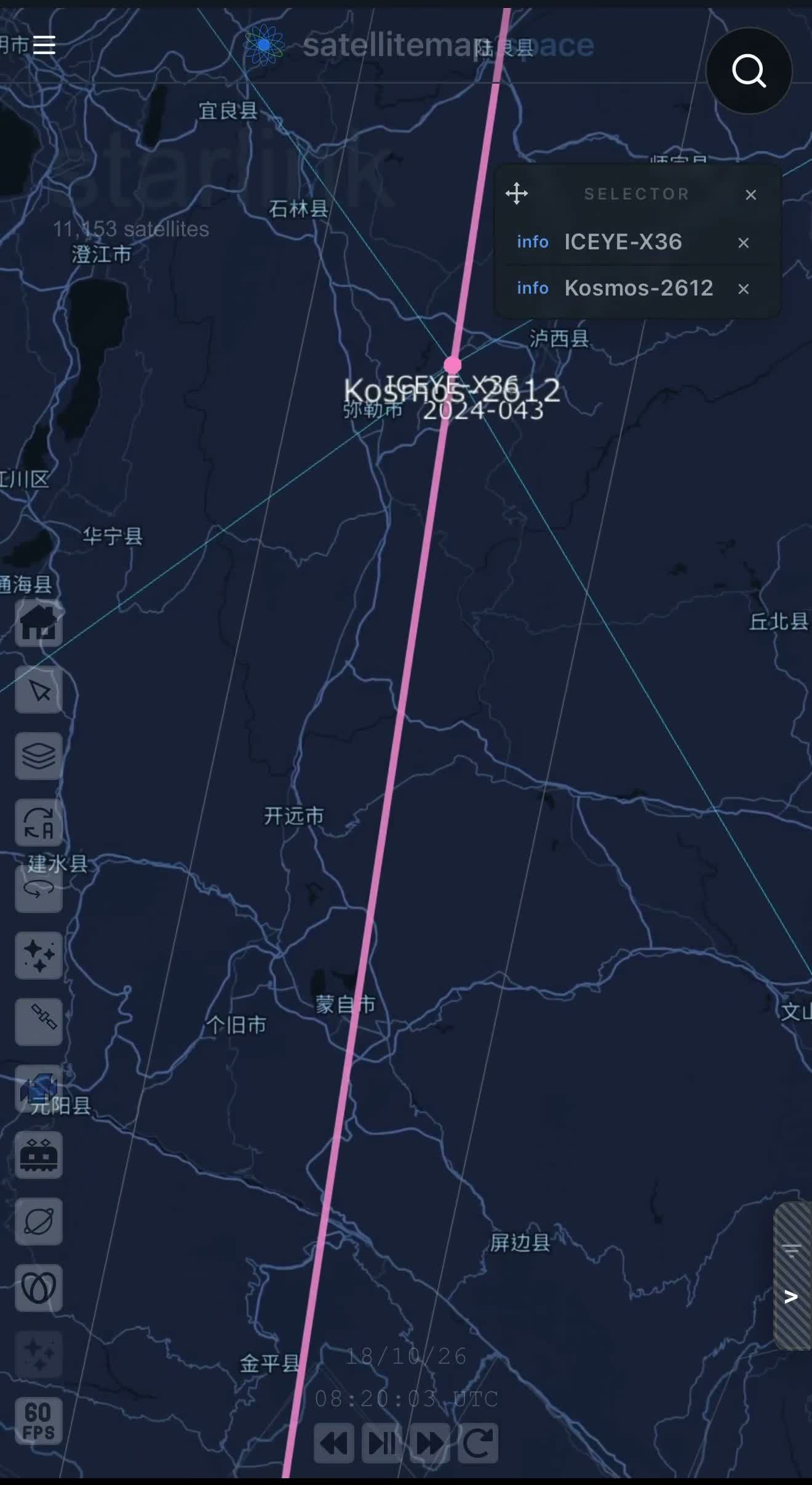 Specialists tracking this in real time now have harder numbers than a close pass. Orbital Radar's latest computation puts the closest approach at roughly 26 meters, with earlier passes logged at 136 meters and 578 meters as Kosmos 2612 tightened its formation over multiple orbits, each pass occurring at essentially zero relative velocity, meaning the Russian satellite wasn't drifting past ICEYE-X36, it was flying in matched formation with it