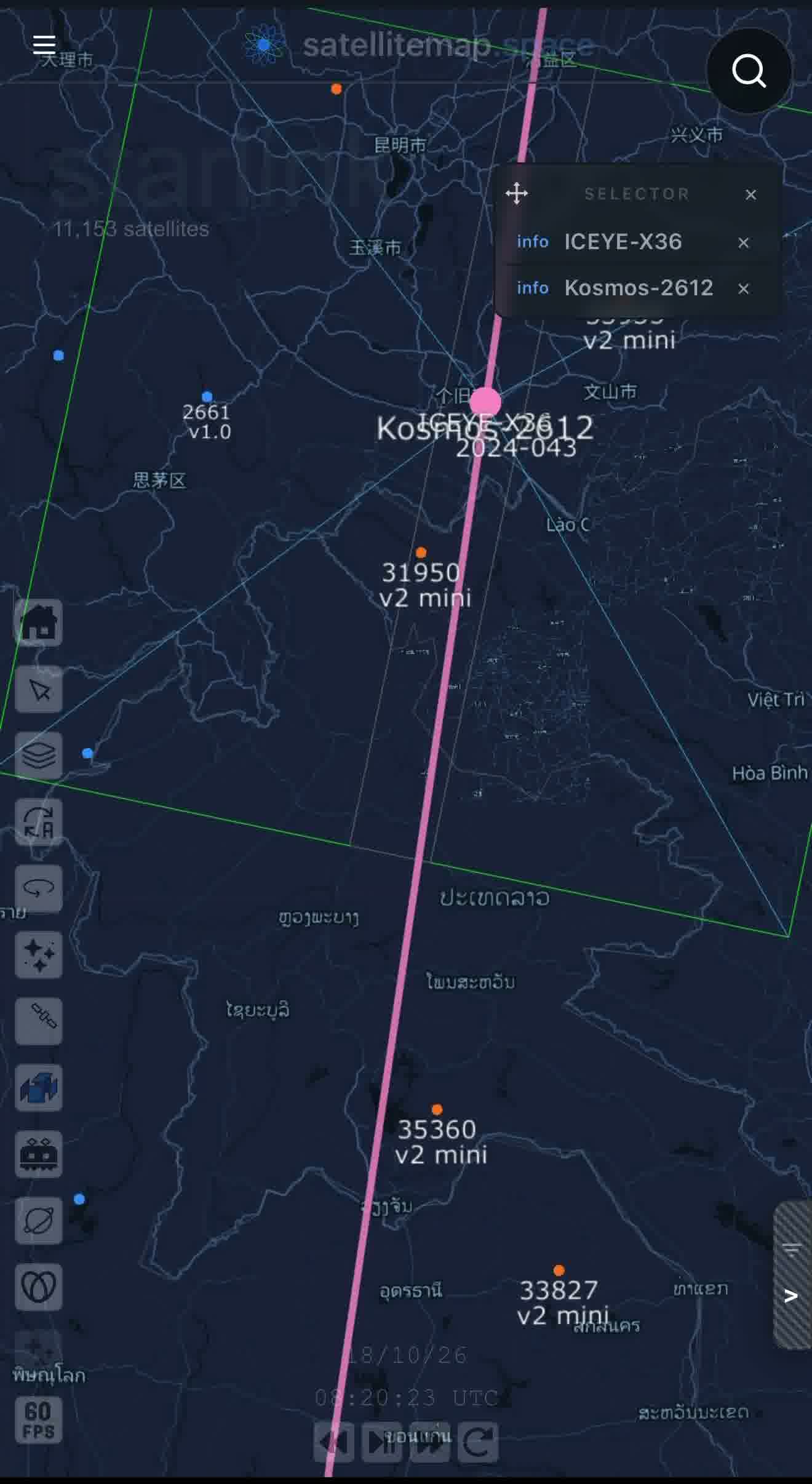 Specialists tracking this in real time now have harder numbers than a close pass. Orbital Radar's latest computation puts the closest approach at roughly 26 meters, with earlier passes logged at 136 meters and 578 meters as Kosmos 2612 tightened its formation over multiple orbits, each pass occurring at essentially zero relative velocity, meaning the Russian satellite wasn't drifting past ICEYE-X36, it was flying in matched formation with it