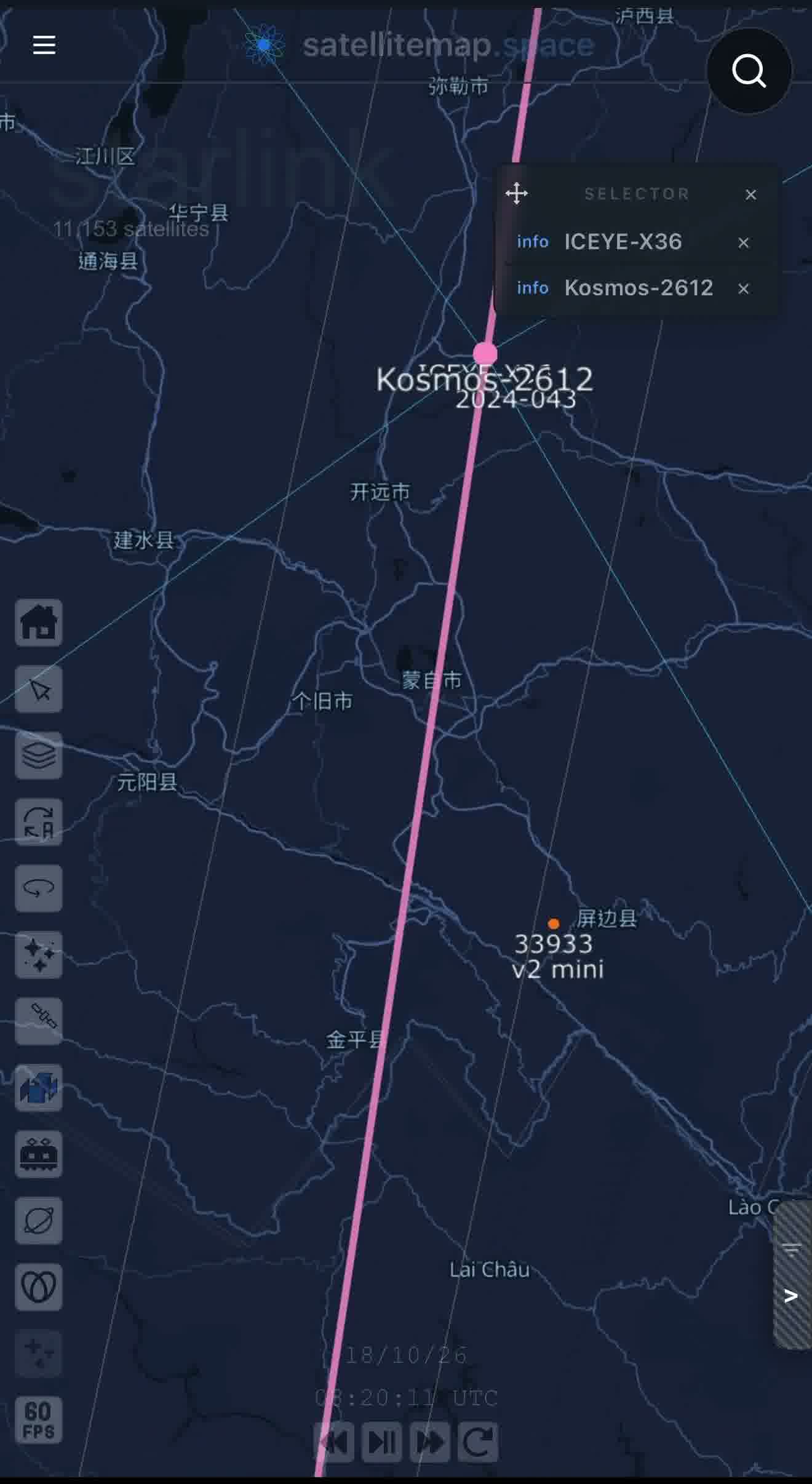 Specialists tracking this in real time now have harder numbers than a close pass. Orbital Radar's latest computation puts the closest approach at roughly 26 meters, with earlier passes logged at 136 meters and 578 meters as Kosmos 2612 tightened its formation over multiple orbits, each pass occurring at essentially zero relative velocity, meaning the Russian satellite wasn't drifting past ICEYE-X36, it was flying in matched formation with it