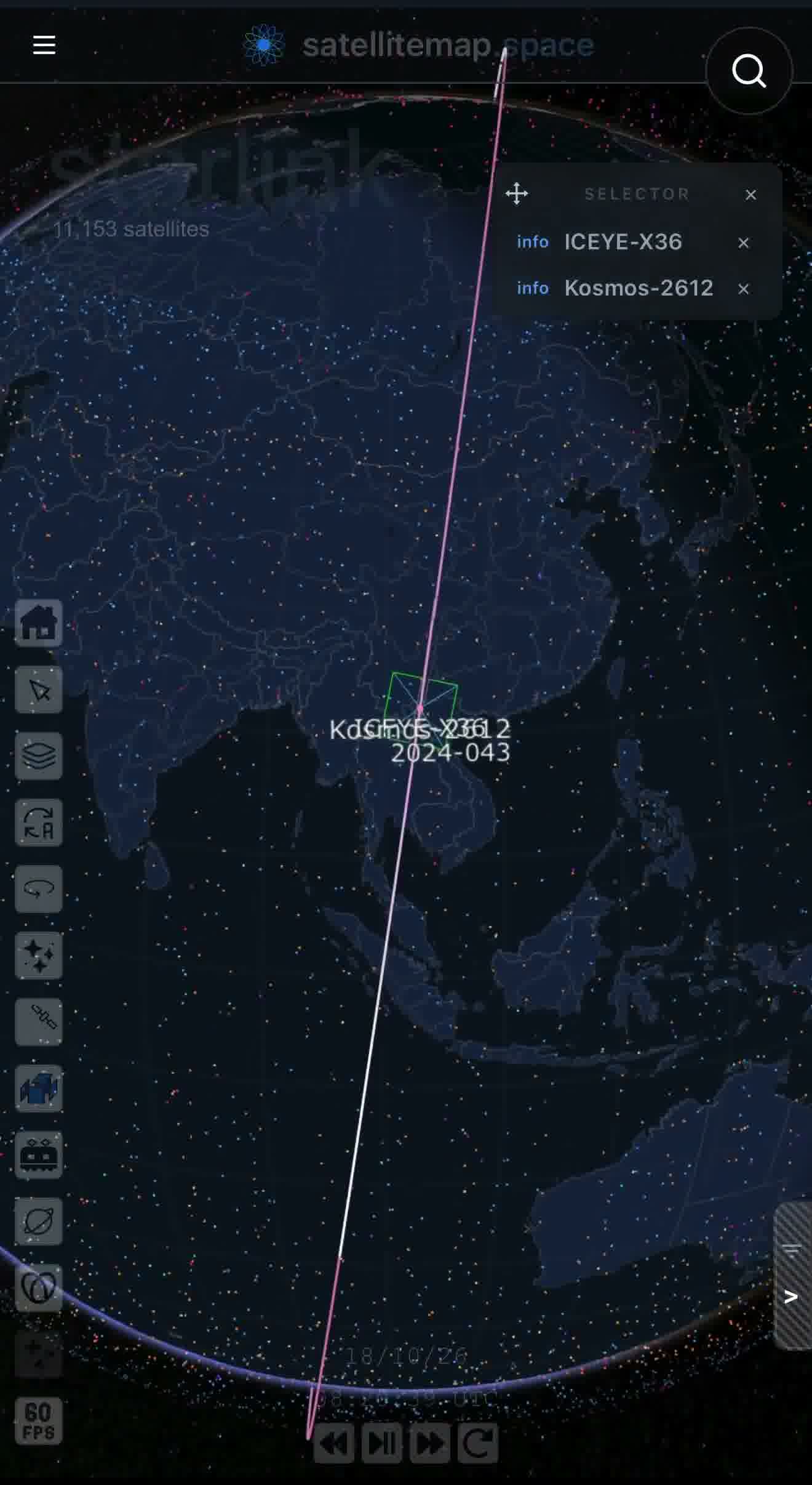 Specialists tracking this in real time now have harder numbers than a close pass. Orbital Radar's latest computation puts the closest approach at roughly 26 meters, with earlier passes logged at 136 meters and 578 meters as Kosmos 2612 tightened its formation over multiple orbits, each pass occurring at essentially zero relative velocity, meaning the Russian satellite wasn't drifting past ICEYE-X36, it was flying in matched formation with it