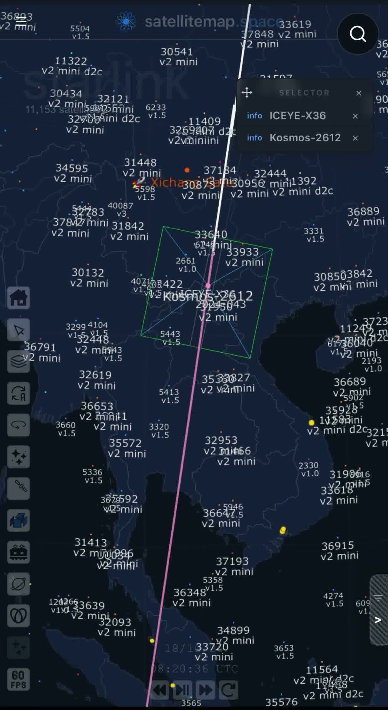 Specialists tracking this in real time now have harder numbers than a close pass. Orbital Radar's latest computation puts the closest approach at roughly 26 meters, with earlier passes logged at 136 meters and 578 meters as Kosmos 2612 tightened its formation over multiple orbits, each pass occurring at essentially zero relative velocity, meaning the Russian satellite wasn't drifting past ICEYE-X36, it was flying in matched formation with it