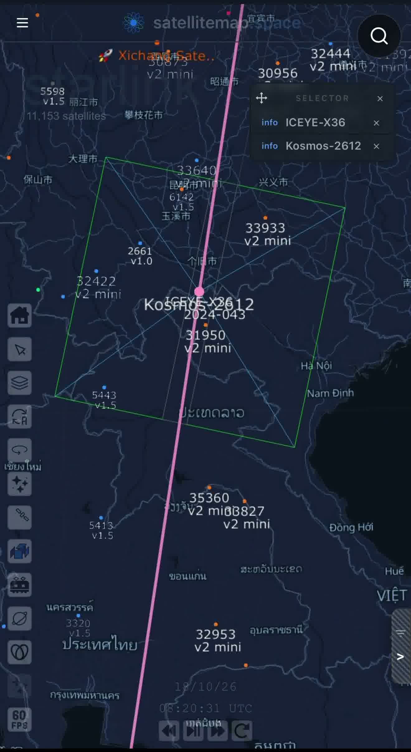 Specialists tracking this in real time now have harder numbers than a close pass. Orbital Radar's latest computation puts the closest approach at roughly 26 meters, with earlier passes logged at 136 meters and 578 meters as Kosmos 2612 tightened its formation over multiple orbits, each pass occurring at essentially zero relative velocity, meaning the Russian satellite wasn't drifting past ICEYE-X36, it was flying in matched formation with it