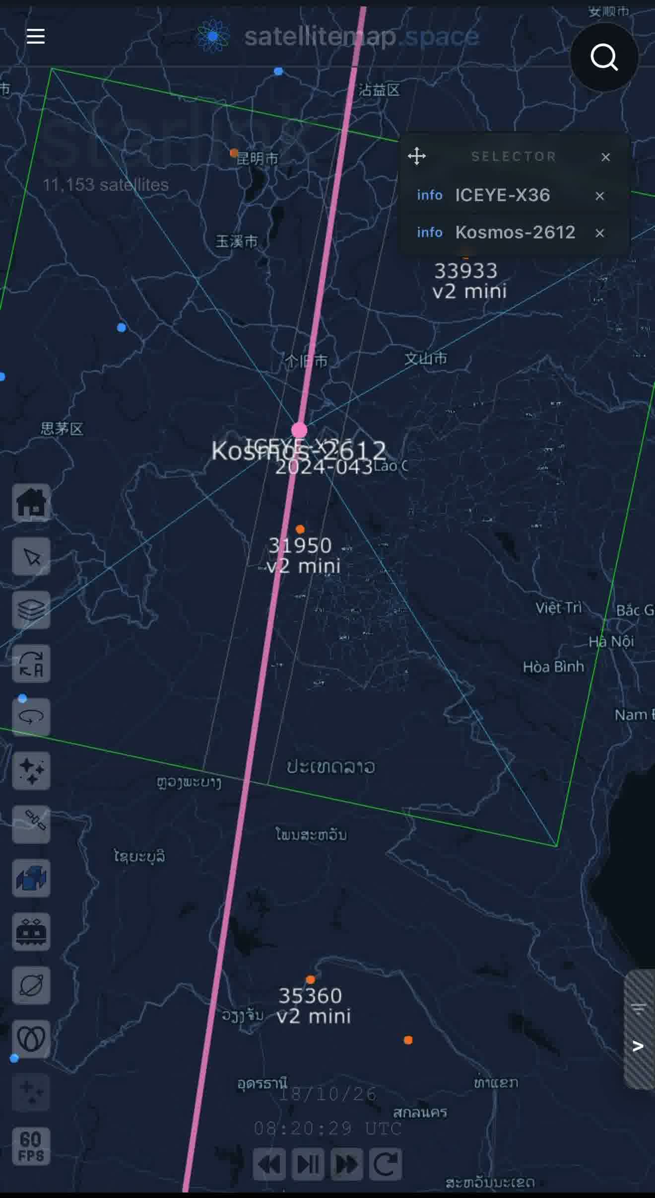 Specialists tracking this in real time now have harder numbers than a close pass. Orbital Radar's latest computation puts the closest approach at roughly 26 meters, with earlier passes logged at 136 meters and 578 meters as Kosmos 2612 tightened its formation over multiple orbits, each pass occurring at essentially zero relative velocity, meaning the Russian satellite wasn't drifting past ICEYE-X36, it was flying in matched formation with it