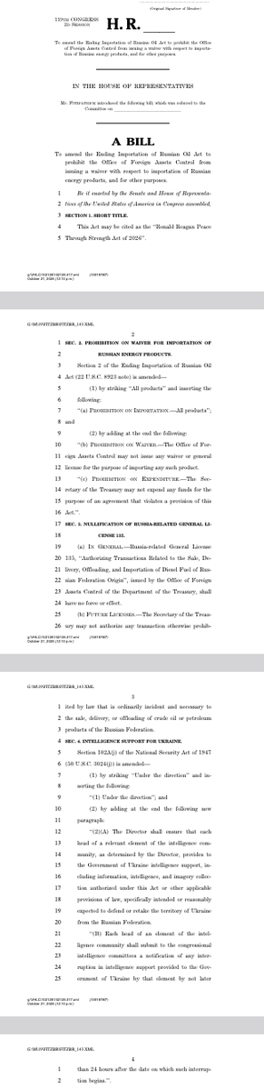 The Ronald Reagan Peace Through Strength Act would also require U.S. intel agencies to provide Ukraine with intelligence, imagery to help defend or retake territory from Russia - and notify congressional intel committees within 24 hours of any interruption in support